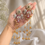 Mehreen Kashmiri Dejhoor Earrings – Green Pink