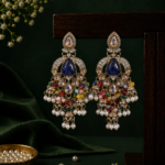 Nikita Kundan Earrings with Crystal Danglers – Multi
