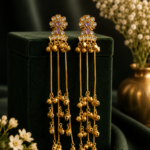 Dhara Kashmiri Long Ghungroo Earrings – Lavender