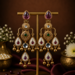 Ziya Kashmiri Chandbali Earrings – Purple