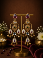 Ziya Kashmiri Chandbali Earrings – Purple