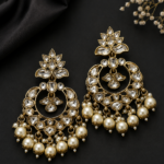 Kamini Kundan Earrings | White Beaded Traditional Kundan Earrings for Women | JewelHubStudio