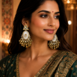 Zariya Kashmiri Long Dangler Earrings – White