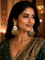 Zariya Kashmiri Long Dangler Earrings – White