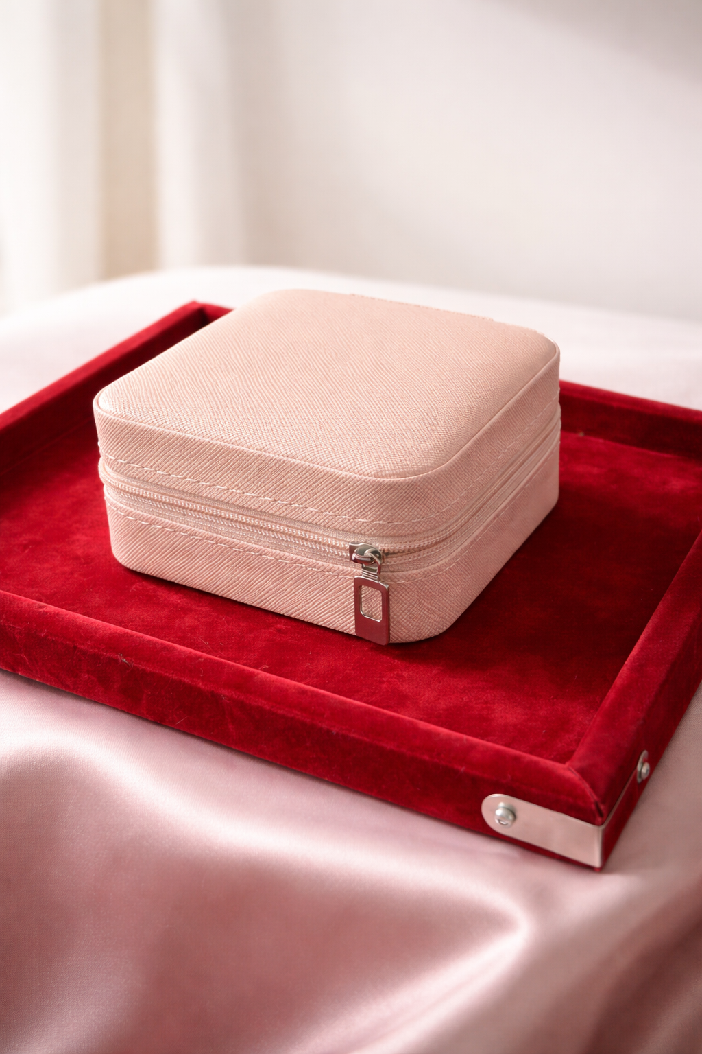 953d7a30-88f0-4e14-9475-17945a7fadd7.png Leather Jewellery Storage Box – Peach - Image 1
