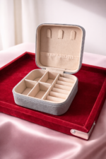 Leather Jewellery Storage Box – Grey - Image 2