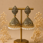 Vritika Oxidised Jhumka Earrings with Pearl Drops