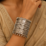 Chandrika Oxidised Silver Tribal Kada Bracelet for Women