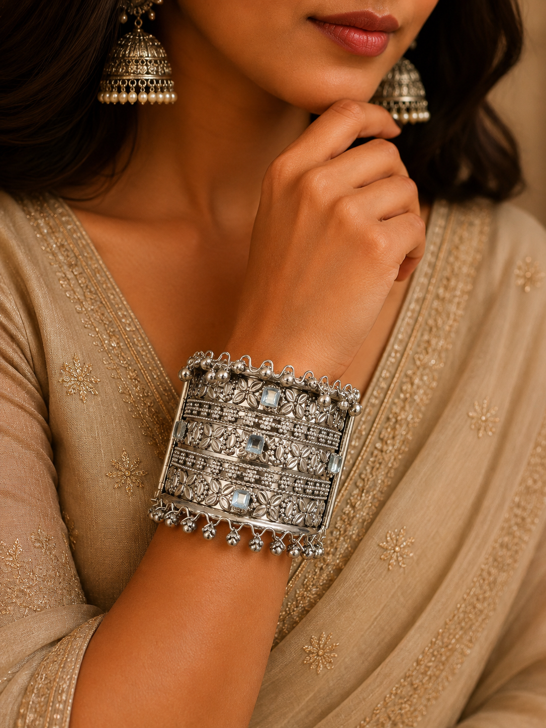 ChatGPT-Image-Aug-1-2026-03_26_54-PM.png Noorika Oxidised Silver Tribal Kada Bracelet for Women - Image 1