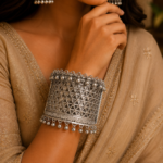 Ruhika Oxidised Silver Tribal Kada Bracelet for Women