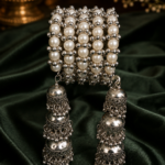 Swirl Latkan Pearl Oxidised Kada