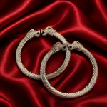 Gajra Oxidised Silver Elephant Kada Bracelet for Women