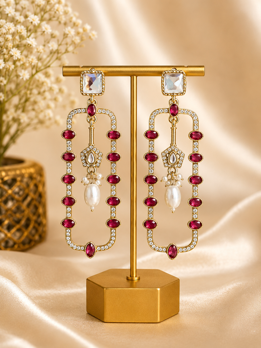 ChatGPT-Image-Aug-10-2026-02_19_33-PM.png Aashvi Red Long Kundan Pearl Earrings - Image 1