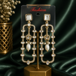 Aashvi White Long Kundan Pearl Earrings