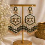 Urmila Jadau Kundan Crystal Statement Earrings – Dark Green