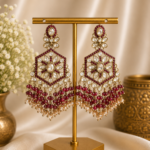 Urmila Jadau Kundan Crystal Statement Earrings – Wine