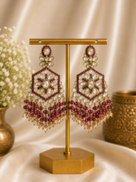 Urmila Jadau Kundan Crystal Statement Earrings – Wine