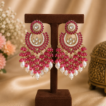Pakhi Jadau Kundan Chandbali Statement Earrings  – Dark Pink