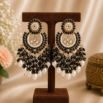 Pakhi Jadau Kundan Chandbali Statement Earrings – Black