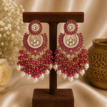Pakhi Jadau Kundan Chandbali Statement Earrings – Wine