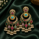 Arya Multi Kundan Chandbali Jhumka Earrings with Pearl Drops