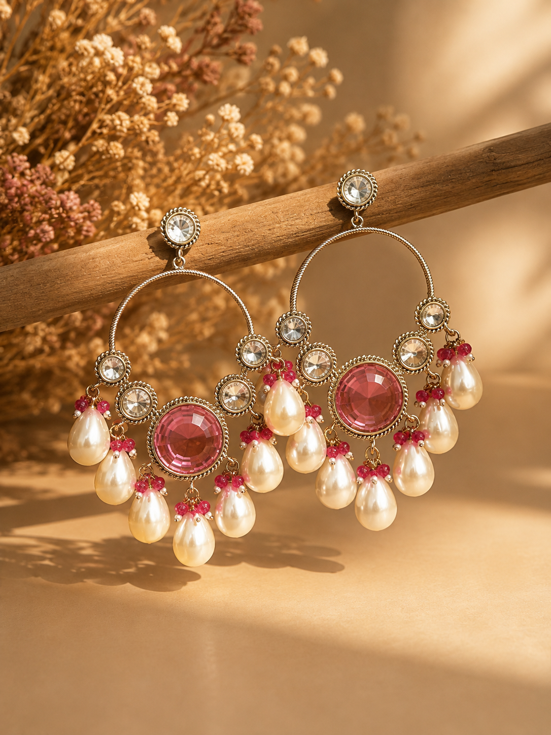 ChatGPT-Image-Aug-12-2026-01_42_26-PM.png Pari Kundan Pearl Chandbali Earrings – Dark Pink - Image 1