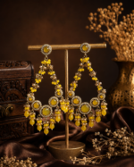 Noori Kundan Beaded Chandbali Earrings – Yellow