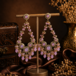 Noori Kundan Beaded Chandbali Earrings – Lavender