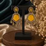 Neetu Statement Kundan Dangler Earrings – Yellow