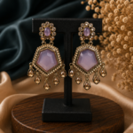 Neetu Statement Kundan Dangler Earrings – Lavender