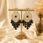 Gauhar Kundan Dangler Earrings – Black
