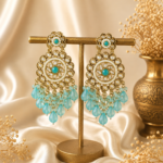 Gauhar Kundan Dangler Earrings – Light Blue