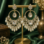 Neeti Kundan Chandbali Earrings – White