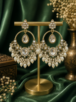 Neeti Kundan Chandbali Earrings – White
