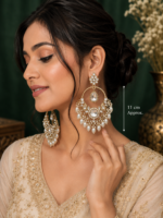 Neeti Kundan Chandbali Earrings – White - Image 2