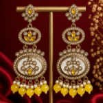 Roshni Long Kundan Dangler Earrings – Yellow