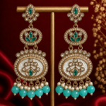 Roshni Long Kundan Dangler Earrings – Light Blue