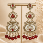 Roshni Long Kundan Dangler Earrings – Red