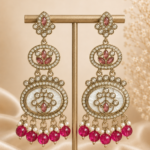 Roshni Long Kundan Dangler Earrings – Wine
