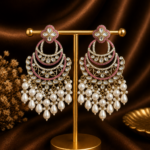 Heena Kundan Pearl Chandbali Earrings – Wine
