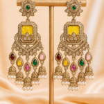 Ruhani Long Kundan Jhumka Earrings – Multi