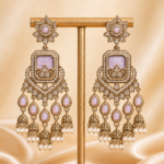 Ruhani Long Kundan Jhumka Earrings – Lavender