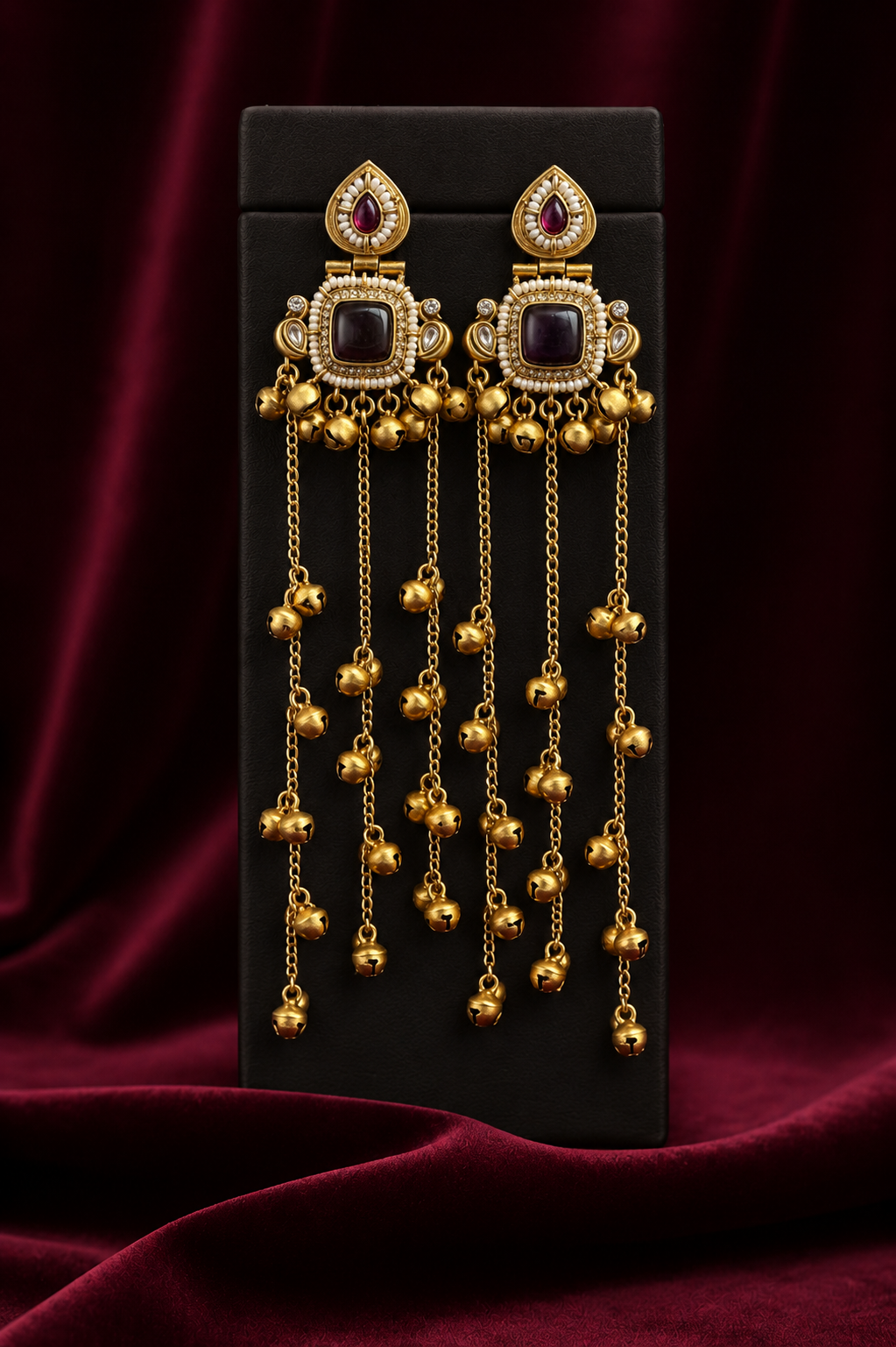 ChatGPT-Image-Aug-25-2026-06_15_49-PM.png Noor Kashmiri Ghungru Earrings – Purple - Image 1