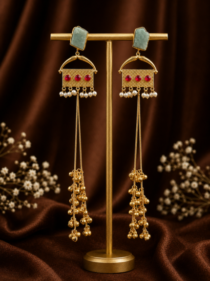 Reshma Kashmiri Ghungroo Earrings – Mint Pink