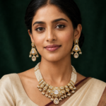 Rani Rajwadi Temple Jewellery Set – White