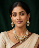 Rani Rajwadi Temple Jewellery Set – White