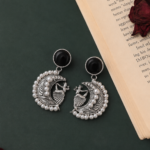 Moon Pearl Brass Chandbali Earrings – Black