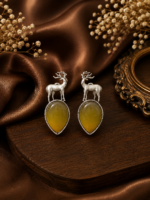Premium Deer Brass Earrings – Yellow