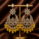 Arpita Long Kundan Earrings – Yellow