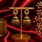 Monica Black Kundan Jhumka Earrings Crystal Drops